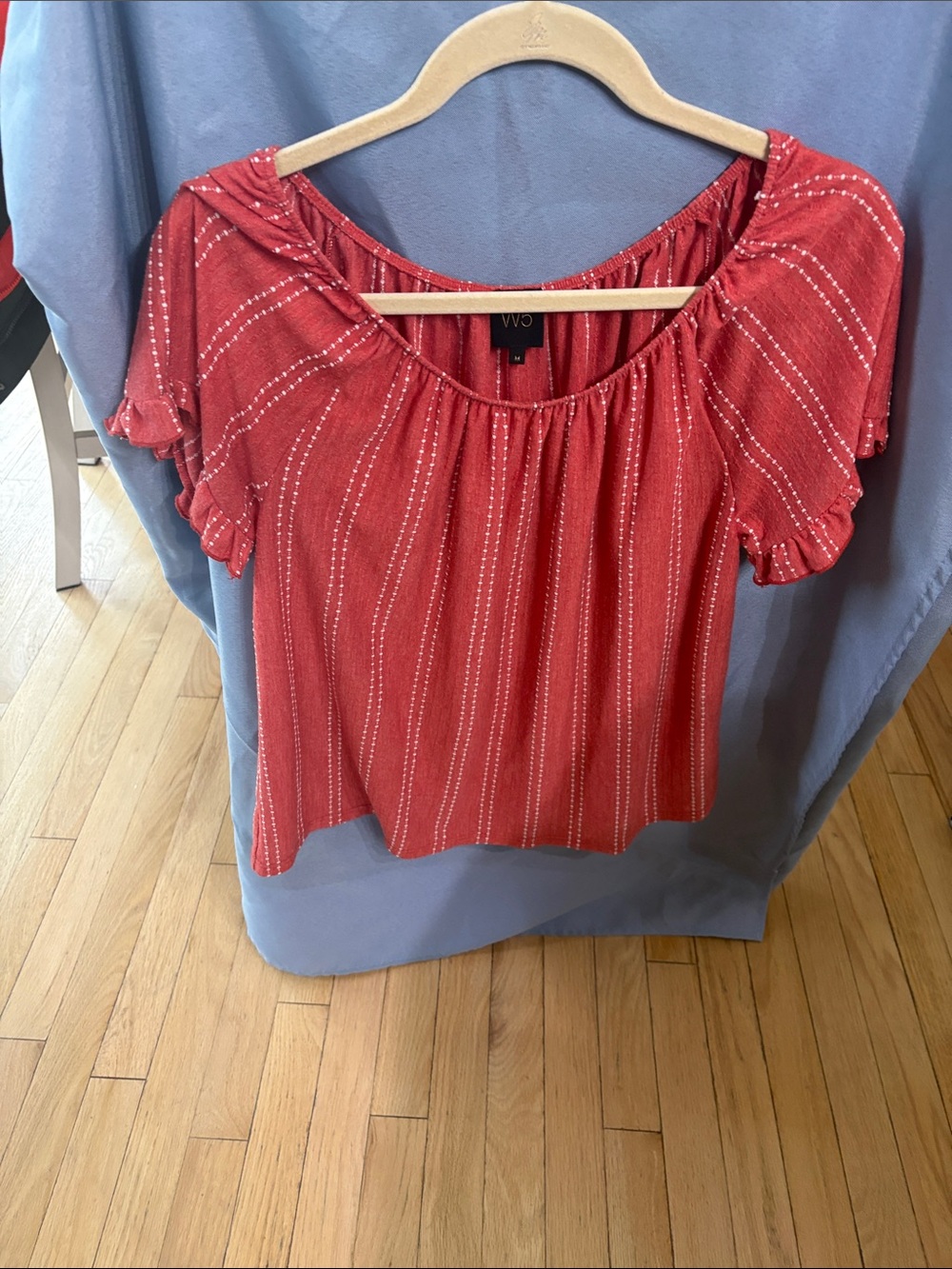 W5 Red Striped Peasant Blouse